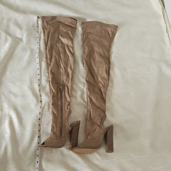 Shoe Republic LA Tan Over-the-Knee Boots with Stiletto Heel - Picture 5 of 16